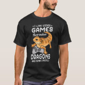 私はビデオゲームひげを付けたドラゴンと多分3ペオが好き Tシャツ (正面)