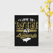 私はビリヤードで勝つのが大好き引用文プールテーブルレトロ カード (黄色い花)