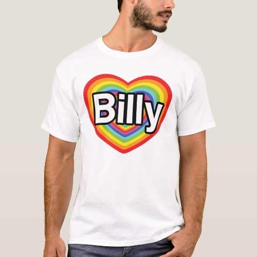 私はビリーを愛します: 虹のハート Tシャツ (正面)