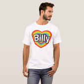 私はビリーを愛します: 虹のハート Tシャツ (正面フル)