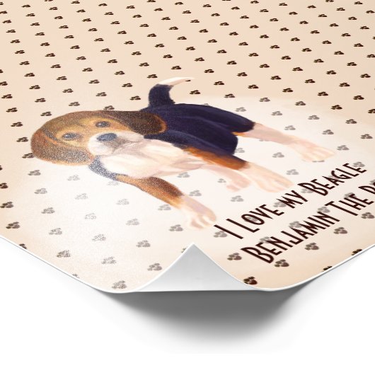 私はビーグルが大好き名前を追加カスタム漫画の犬 フォトプリント            (角)