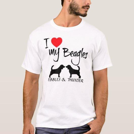 私はビーグル犬2匹が大好き Tシャツ (正面)