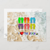 私はビーチとカラフルフリップフロップが大好き ポストカード (正面/裏面)