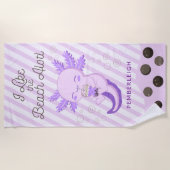 '私はビーチアロテル'ボバティーアクソロテルパープル好き ビーチタオル (正面)