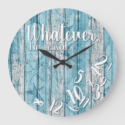 私はビーチ退職したウッドおもしろい退職航海の ラージ壁時計 (正面)