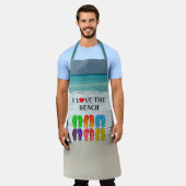 私はビーチ、カラフルフリップフロップが大好き エプロン (着用した状態)