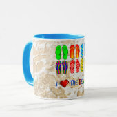 私はビーチ、カラフルフリップフロップが大好き マグカップ (正面左)