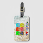 私はビーチ、カラフルフリップフロップが大好き。 ラゲッジタグ (正面縦)