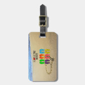 私はビーチ、砂のビーチと海波が大好き ラゲッジタグ (正面縦)