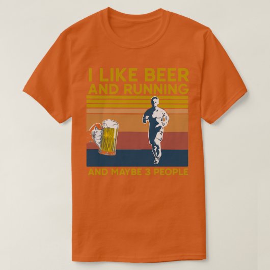 私はビールとのランニングと3人の人のステッカーが好き Tシャツ (デザイン正面)