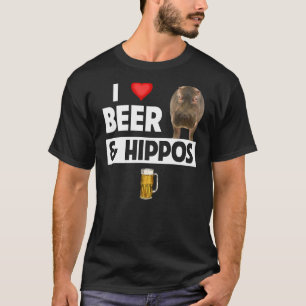 私はビールとカバが大好き野生動物サファリアン Tシャツ