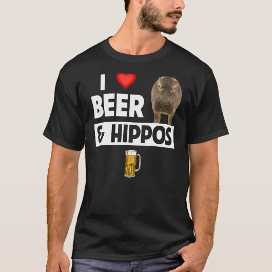 私はビールとカバが大好き野生動物サファリアン Tシャツ (正面)