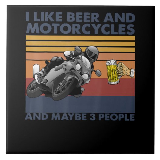 私はビールとバイクが好き – Motorcycles Gift タイル (正面)