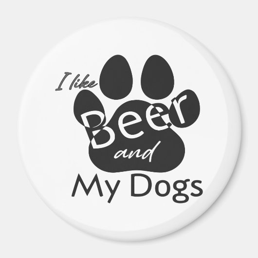 私はビールと犬が好き マグネット (正面)