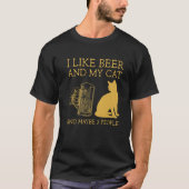 私はビールと猫が好きで、Bが好きな人は3人くらいかな Tシャツ (正面)