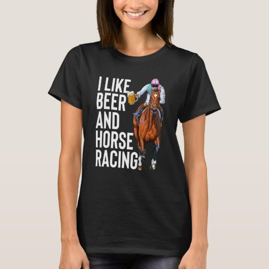 私はビールと競馬が好き3人ダービーデイP Tシャツ (正面)