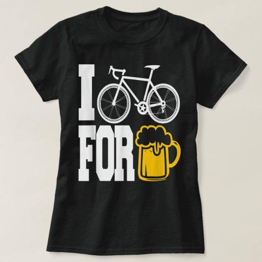 私はビールのための自転車 – おもしろいサイクリングTシャツ! Tシャツ (デザイン正面)