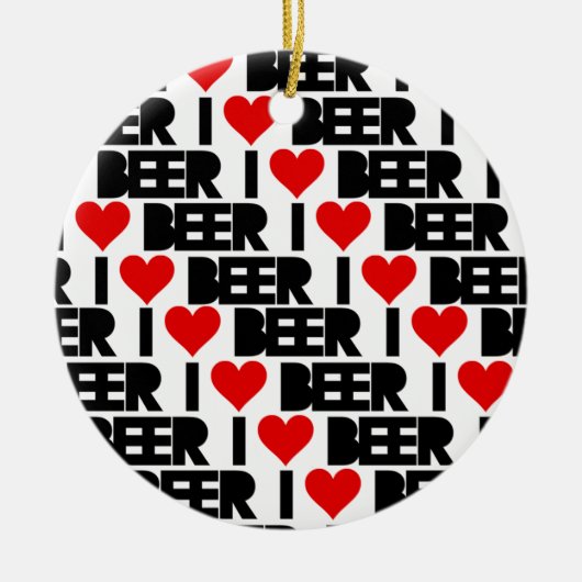 私はビールを愛します- Beeryクリスマスを持って下さい セラミックオーナメント (正面)
