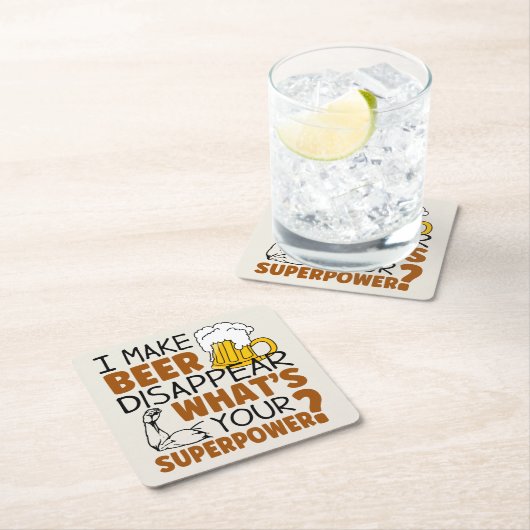 私はビールを消す スクエアペーパーコースター (インサイチュ)