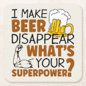 私はビールを消す スクエアペーパーコースター (正面)