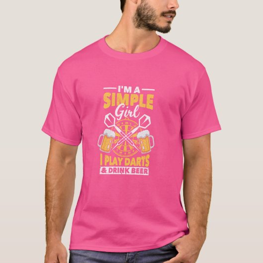 私はビールシンプルを飲み遊ながらの女の子でおもしろいす Tシャツ (正面)