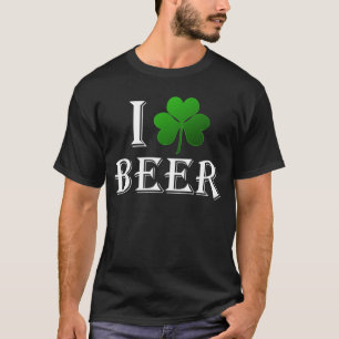 私はビール、クローバーのシャムロックSt. Patricks日を愛します Tシャツ