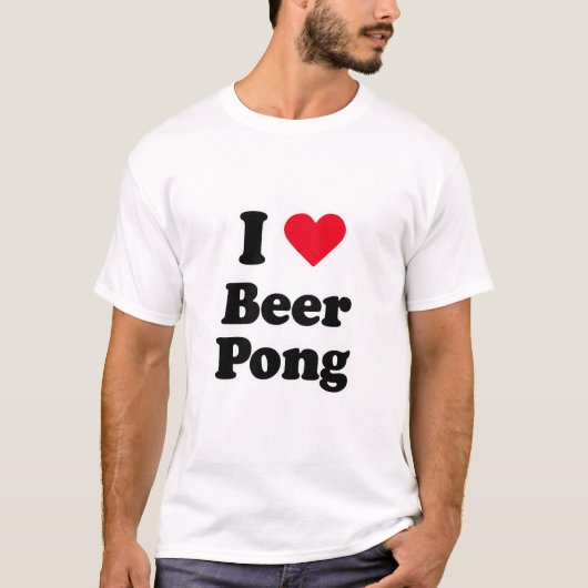 私はビールpongを愛します tシャツ (正面)