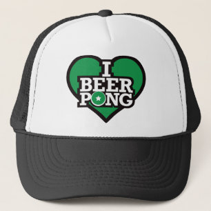 私はビールPong -緑--を愛します キャップ