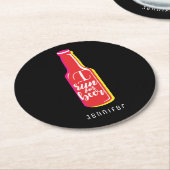 私はビ走ールフィットネスユーモア赤いボトル ラウンドペーパーコースター (アングル)