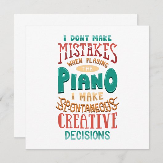 私はピアノを遊ぶとき間違えません ノートカード (正面/裏面)