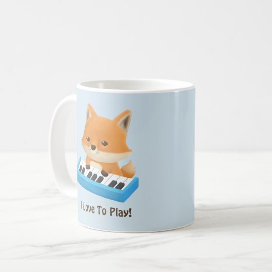 私はピアノ子供のマグのかわいいキツネを遊ぶことを愛します コーヒーマグカップ (正面左)