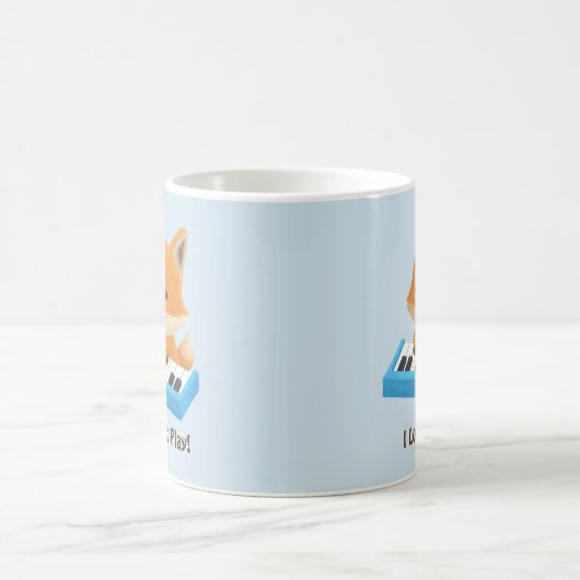 私はピアノ子供のマグのかわいいキツネを遊ぶことを愛します コーヒーマグカップ (中央)