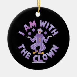 私はピエロの不気味で面白いハロウィーンにいる セラミックオーナメント