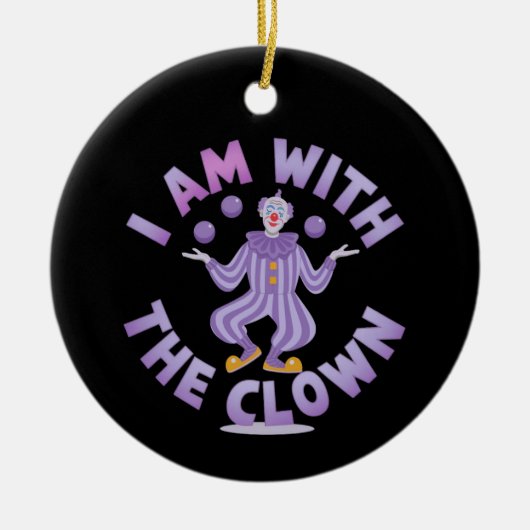 私はピエロの不気味で面白いハロウィーンにいる セラミックオーナメント (正面)