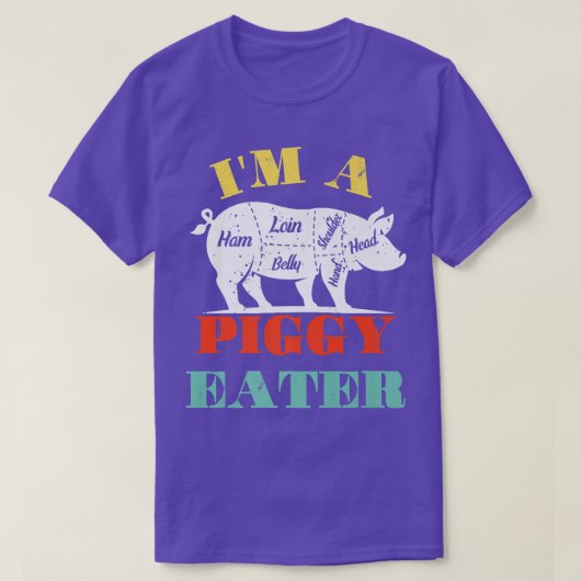 私はピギー好きの食べ物Pだ Tシャツ (デザイン正面)