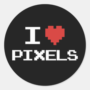 私はピクセルpixelatedハートのレトロ8bitゲーマーを愛します ラウンドシール