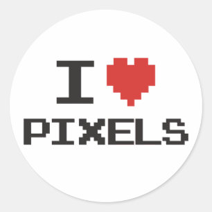私はピクセルpixelatedハートのレトロ8bitゲーマーを愛します ラウンドシール