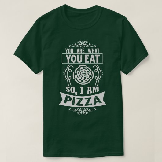 私はピザおもしろい食べグルメよ食べりなら私は Tシャツ (デザイン正面)