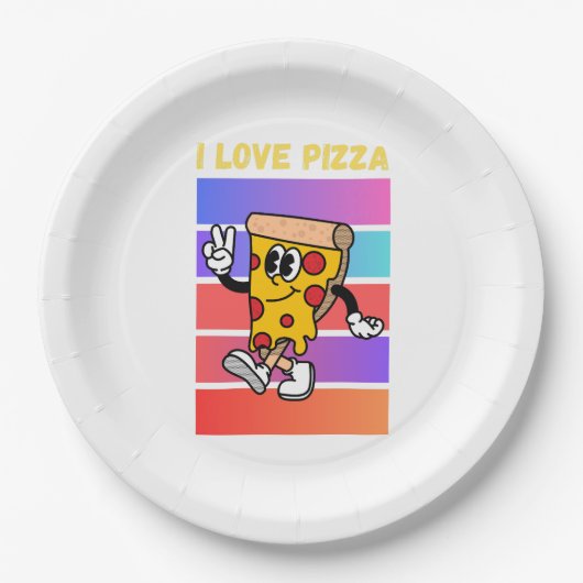 私はピザが大好きだ。 ペーパープレート (正面)