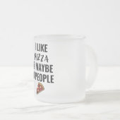 私はピザが好きだし、3人も好きだ フロストグラスマグカップ (正面右)