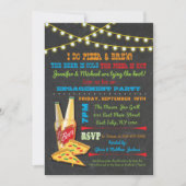 私はピザとブリュー婚約パーティ招待状 招待状 (正面)