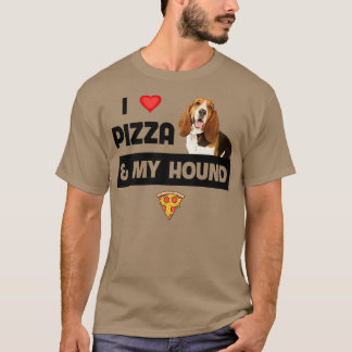 私はピザと私のバセットハウンド狩りドッグペップ大好き Tシャツ