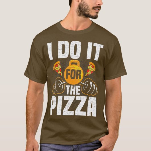 私はピザの重量挙げのボディビルをする Tシャツ (正面)