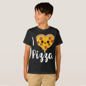 私はピザ大好きおもしろい- グルメチーズサラミ恋人ギ Tシャツ (正面フル)