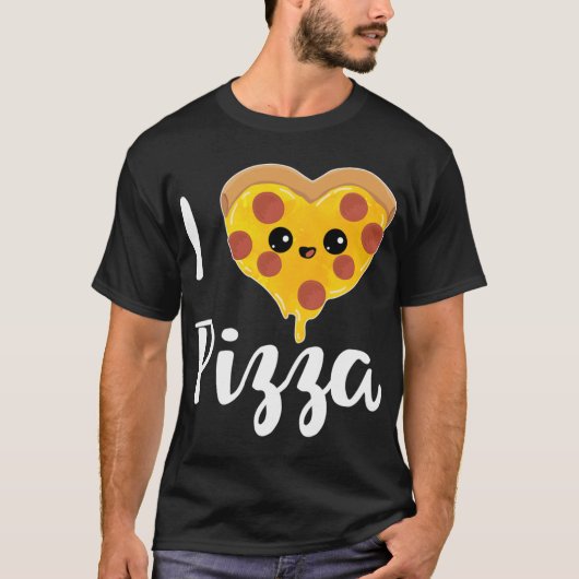 私はピザ大好きおもしろい- グルメチーズサラミ恋人ギ Tシャツ (正面)