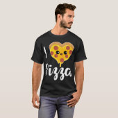 私はピザ大好きおもしろい- グルメチーズサラミ恋人ギ Tシャツ (正面フル)