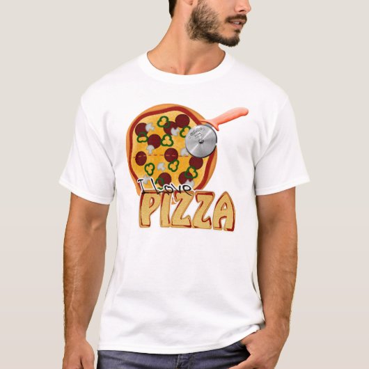 私はピザ-破壊されたTシャツ--を愛します Tシャツ (正面)
