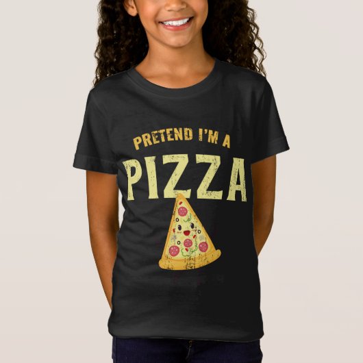 私はピザ、面白いハロウィーンのパーティーの衣装であるフリ Tシャツ (正面)