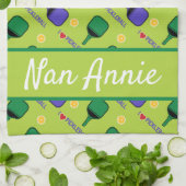 私はピックボールグリーンが大好き キッチンタオル (折り畳み)