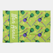 私はピックボールグリーンが大好き キッチンタオル (横)